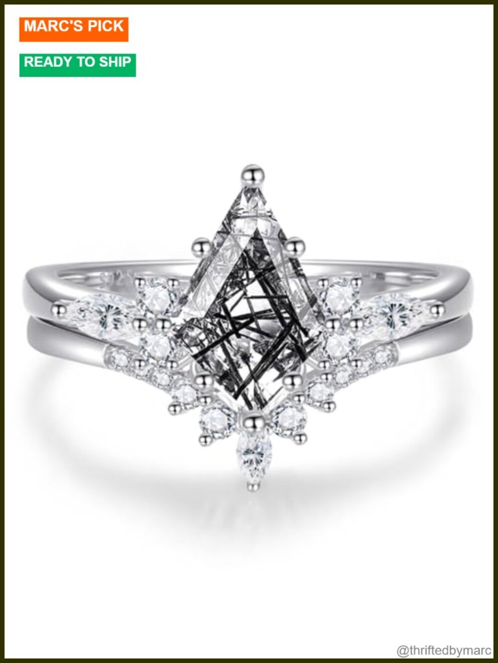 Kite Cut Lapis Lazuli Sterling Silver Engagement Ring Set Size 8